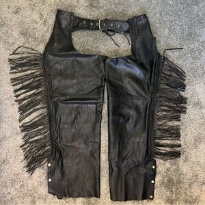 Unik Moto Fringe Leather Riding Chaps Size XL